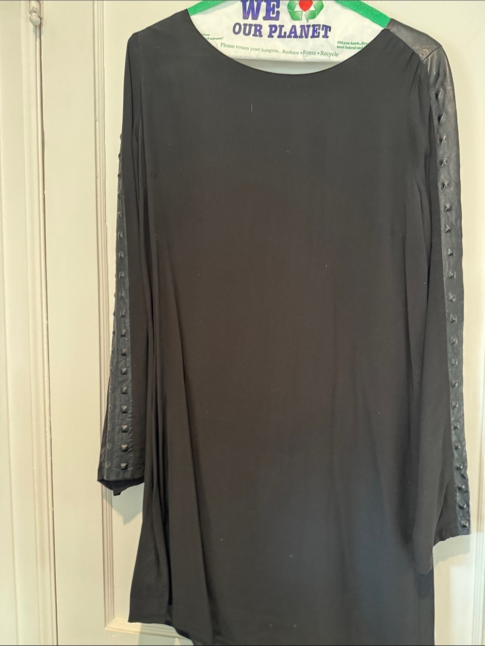 Women's Black Long Sleeve Dress with Stud-Detail Sleeves